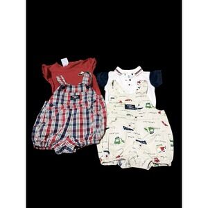 2 Vtg Infant Boys Osh Kosh Baby B'gosh Vestbak Rompers & Bodysuits 6/9 Mo